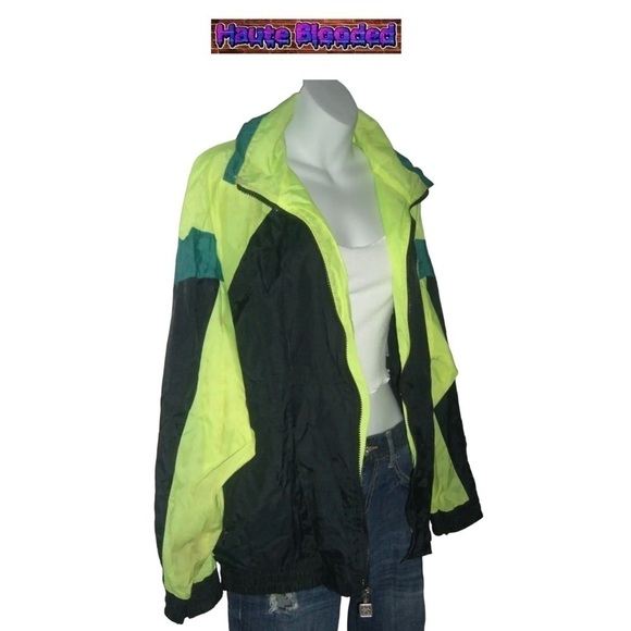 Vintage 90s Givenchy Active Sports Neon Yellow Windbreaker Retro Unisex Logo Ski - Picture 4 of 16